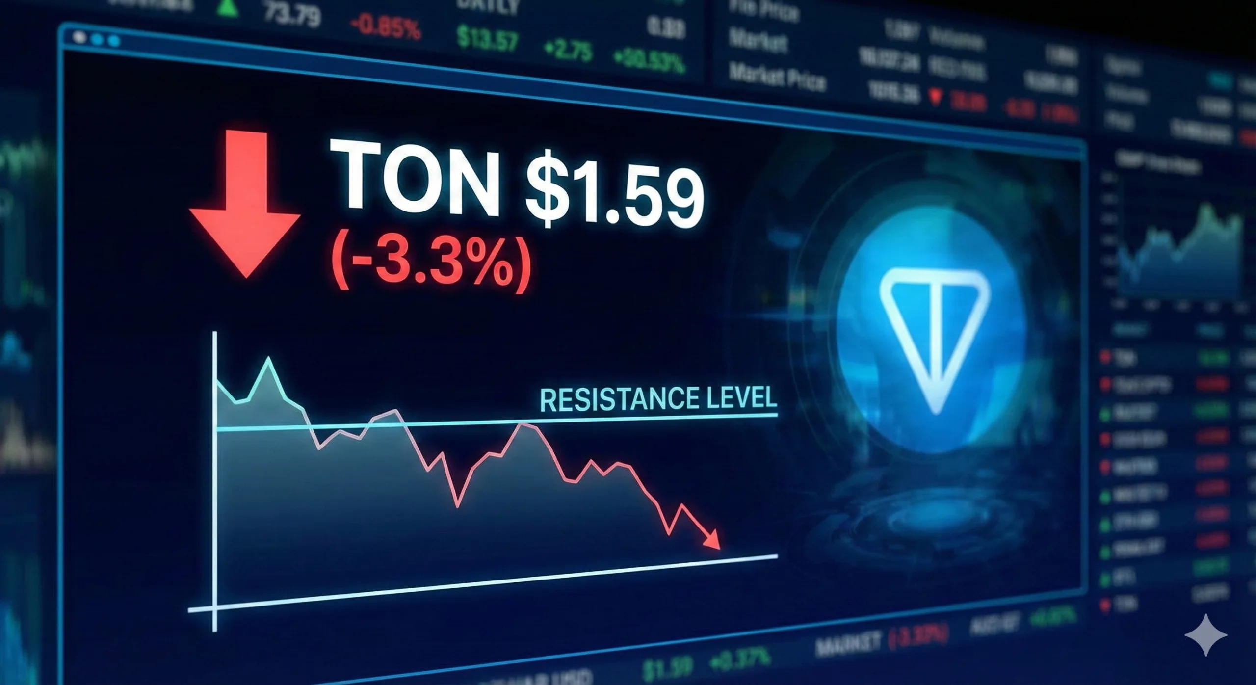 ราคาเหรียญ TON ร่วง 3.3% สู่ $1.59 ท่ามกลางตลาดคริปโตอ่อนตัว จับตาแนวต้านสำคัญ
