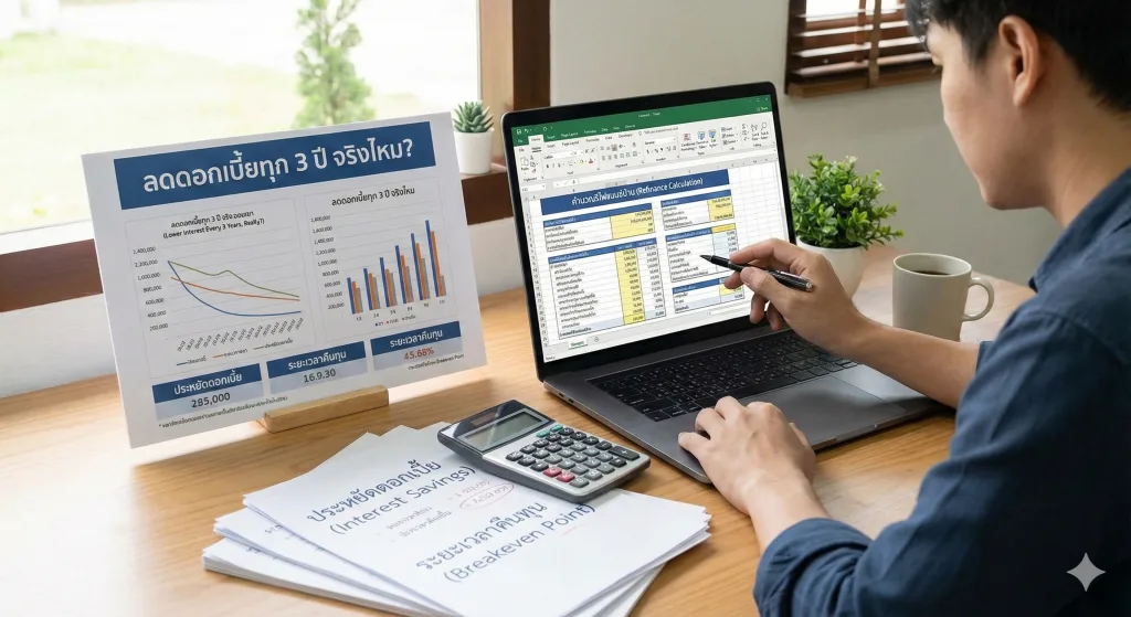 รีไฟแนนซ์บ้าน (Refinance) ทุก 3 ปี ลดดอกเบี้ยได้จริงไหม? คำนวณให้ดูชัดๆ