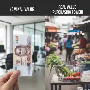 Nominal vs Real: มูลค่าเงิน “ตามตัวเลข” กับ “กำลังซื้อจริง” ต่างกันยังไง