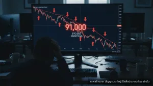ราคา Bitcoin ร่วงกลับสู่ 91,000 ดอลลาร์ ท่ามกลางแรงเทขายตลาดคริปโต