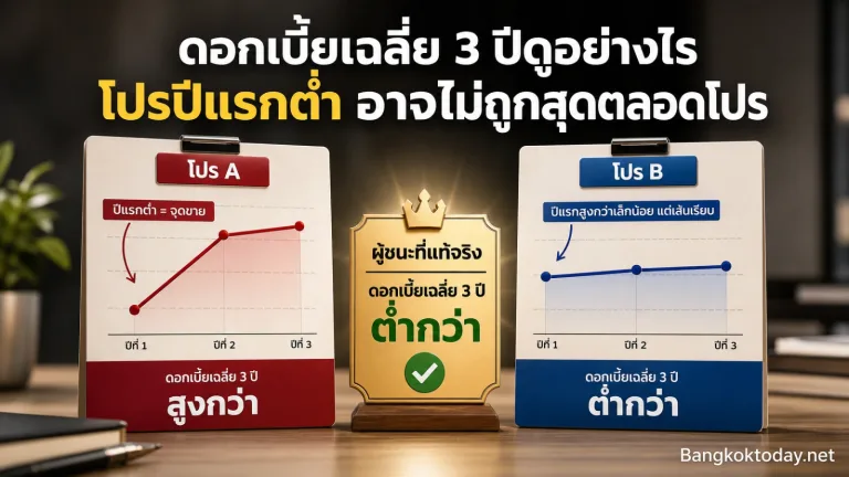 ดอกเบี้ยเฉลี่ย 3 ปีดูอย่างไร ทำไมโปรปีแรกต่ำมากอาจไม่ได้ถูกที่สุดตลอดช่วงโปรโมชั่น