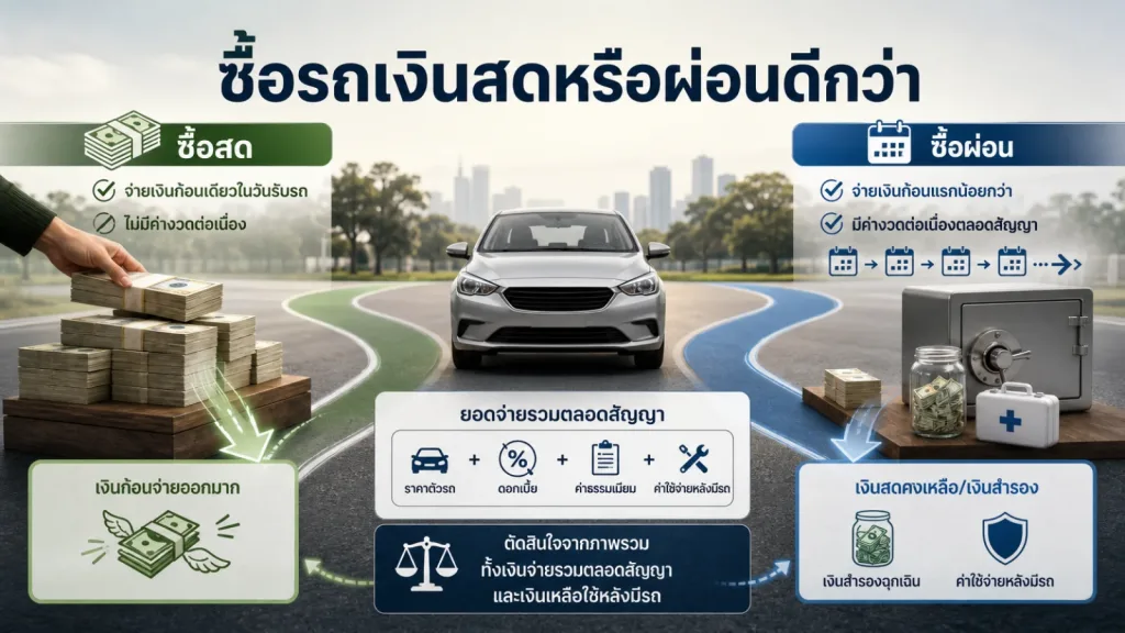 ซื้อรถเงินสดหรือผ่อนดีกว่า ต้องดูอะไรบ้างก่อนตัดสินใจให้เหมาะกับกระแสเงินสด