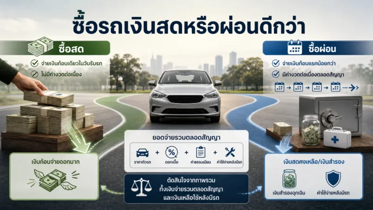 ซื้อรถเงินสดหรือผ่อนดีกว่า ต้องดูอะไรบ้างก่อนตัดสินใจให้เหมาะกับกระแสเงินสด