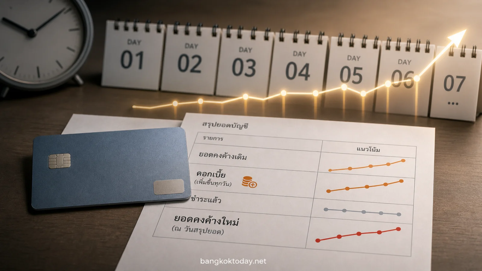 ภาพประกอบเชิงบรรณาธิการเกี่ยวกับ ดอกเบี้ยบัตรเครดิตทำงานอย่างไร วันที่หยุดรูดแล้วแต่ยอดหนี้ยังเพิ่มต่อ