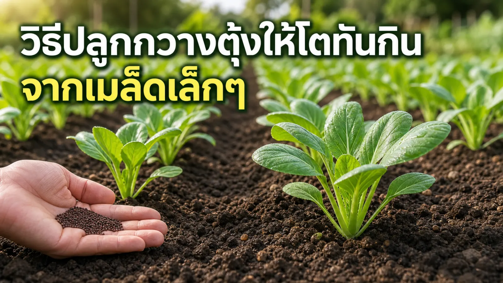 วิธีปลูกกวางตุ้งให้โตทันกิน จากเมล็ดเล็กๆ สู่ผักเต็มแปลงโดยไม่ปลูกแน่นเกินไป