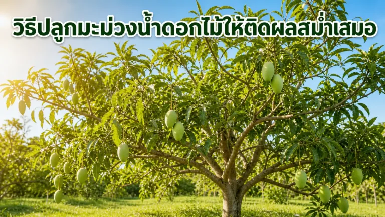 วิธีปลูกมะม่วงน้ำดอกไม้ให้ติดผลสม่ำเสมอ จากสร้างทรงพุ่มจนถึงดูแลช่วงออกดอก