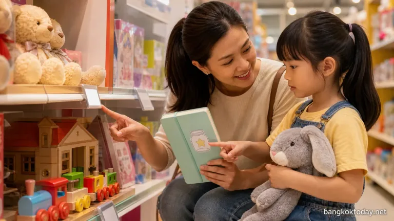 สอนลูกเรื่องเงิน แสดง ผู้ปกครองกับเด็กในวัยเรียนหรือวัยอนุบาล