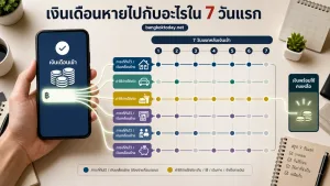 ภาพประกอบเชิงบรรณาธิการเกี่ยวกับ เงินเดือนหมดเร็วทั้งที่ไม่ได้ซื้อของแพง เงินหายไปกับอะไรใน 7 วันแรกหลังเงินออก